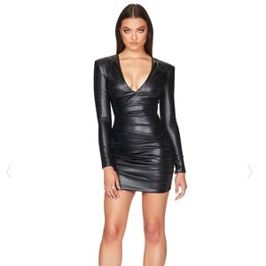 Nookie faux leather black mini dress